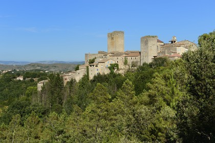 France, Ardeche, Montreal castle and village