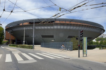 France, Rhone, Lyon, the Cite Internationale designed by the architect Renzo Piano, the convention center amphitheater of 3000 places
