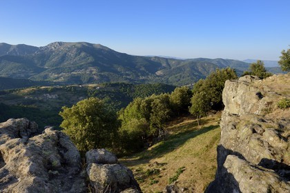 France, Ardeche, Sanilhac,  mountains of southern Ardeche seen from the Tour de Brison