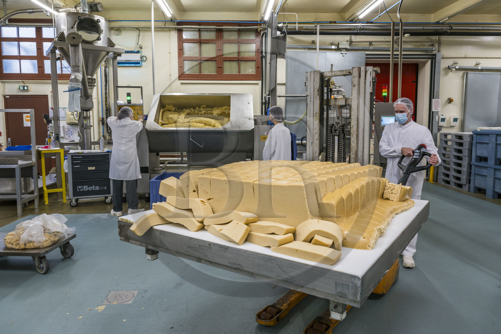 France, Côte-d'Or (21), Dijon, la fabrique de pains d'épices de la la maison Mulot et Petitjean, fabrication de la pâte mère et de la pâte braquée