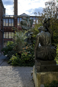 France, Paris, the museum of the sculptor Antoine Bourdelle, interior garden, Virgin with the Offering, Dying Centaur and Sappho (bronze)