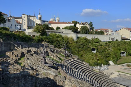 France, Rhone, Lyon, historical site listed as World Heritage by UNESCO, colline de Fourviere, Roman theatre