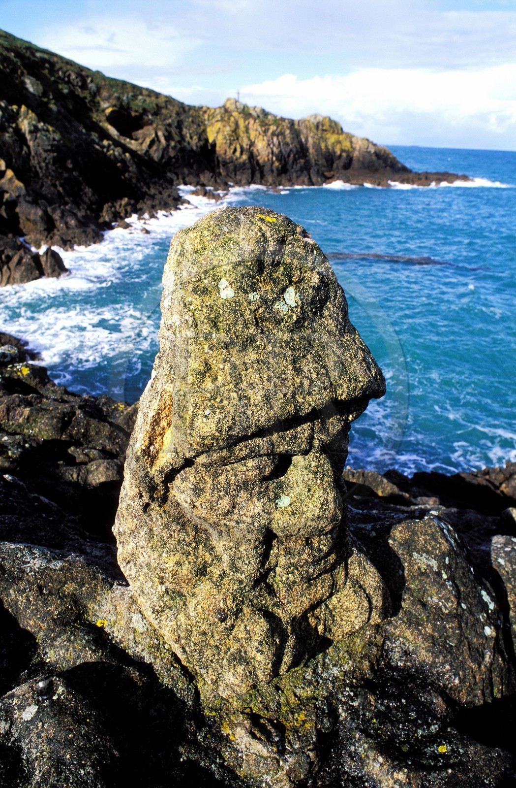 France, Ille-et-Vilaine (35), Rotheneuf, rocher sculpté par l'abbé Fouré entre 1870 et 1901