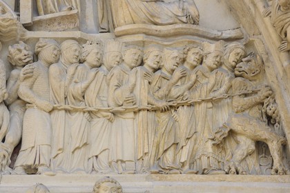 France, Paris, ile de la Cite, Notre-Dame Cathedral, portal of the Last Judgement