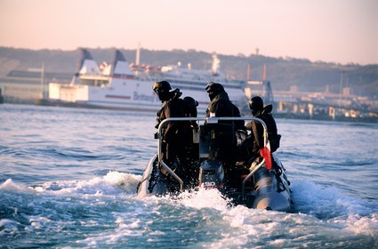 France, Manche, Cotentin, road of Cherbourg, commando of marines