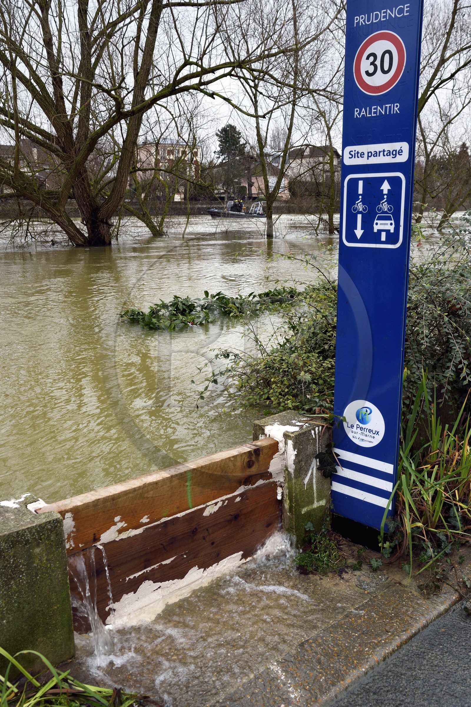 France, Val-de-Marne (94), Le Perreux-sur-Marne, les bords de Marne inondés