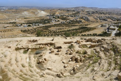 Israel, West Bank, Herodium or Herodion is a volcano-like hill with a truncated cone with a a fortress and palace build by Herod the Great (Herodion National Park), King Herod's Theater excavations were conducted by Prof. Ehud Netzer and now by Yakov Kalman