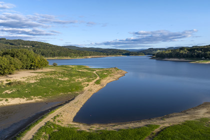 France, Nievre, Regional Natural Park of Morvan, Chaumard, Pannecière lake (aerial view)