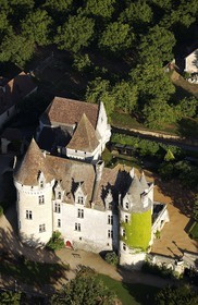 France, Dordogne, private castle of the Milandes beside the Dordogne river (aerial view). Ask for permission before publishing.