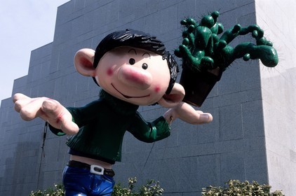 Belgium, Brussels, giant statue of the famous french-belgium comics hero Gaston Lagaffe