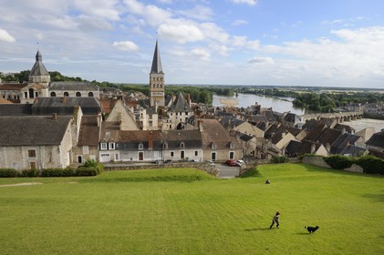 France, Nièvre (58), La Charité-sur-Loire,  le clocher Sainte Croix domine la ville et la Loire