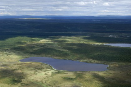 Suède, Laponie, paysage du comté de Norrbotten au nord de Lulea(vue aérienne)