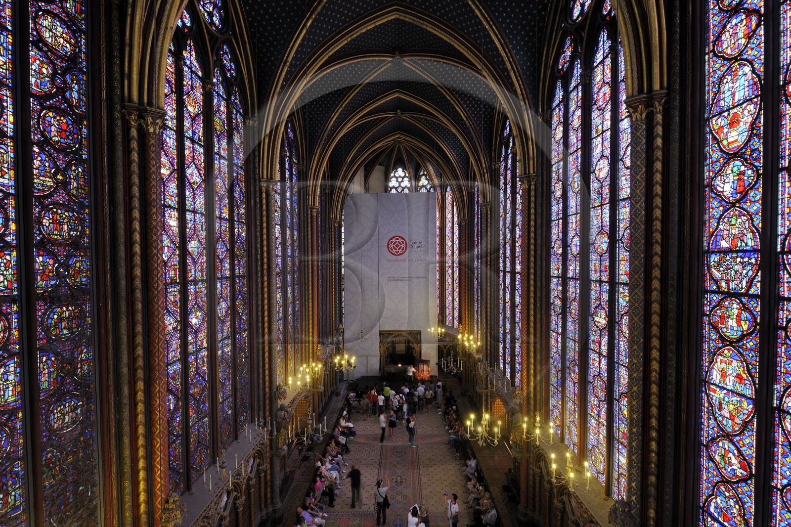 France, Paris (75), ile de la Cité, la Sainte Chapelle, les vitraux de la Chapelle Haute