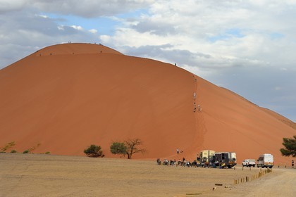 Namibia, Hardap region, Namib desert, Namib-Naukluft national park, Namib Sand Sea listed as World Heritage by UNESCO, Sossusvlei dunes, hikers on the dune 45