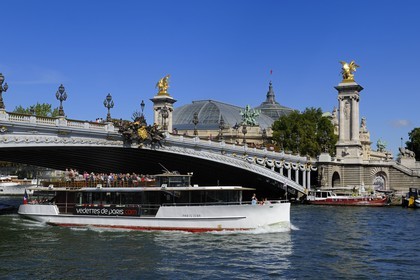 France, Paris (75), les rives de la Seine classées Patrimoine Mondiale de l'UNESCO, le Grand-Palais et le pont Alexandre III