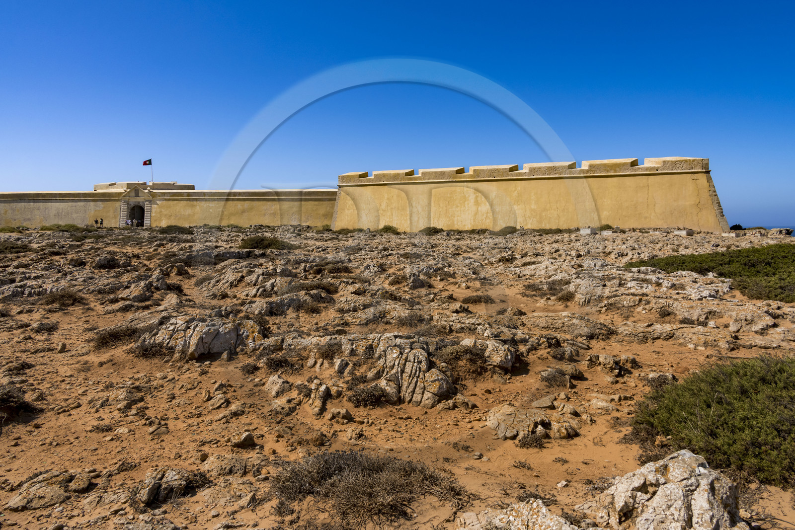 Portugal, Algarve, parc naturel du Sud-Ouest Alentejano et Costa Vicentina, Sagres à l'extrême sud-ouest du Portugal et de l'Europe, la Forteresse de Sagres construite au XVe siècle (La Fortaleza)