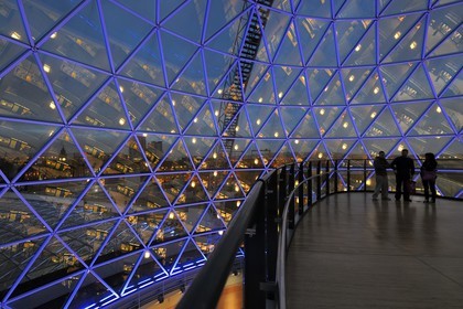 United Kingdom, Northern Ireland, Belfast, the Victoria Square commercial center glass dome measuring 35m in diameter gives a large view over the city