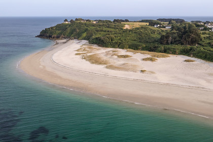 France, Morbihan, Groix Island, the Grands Sables beach (aerial view)