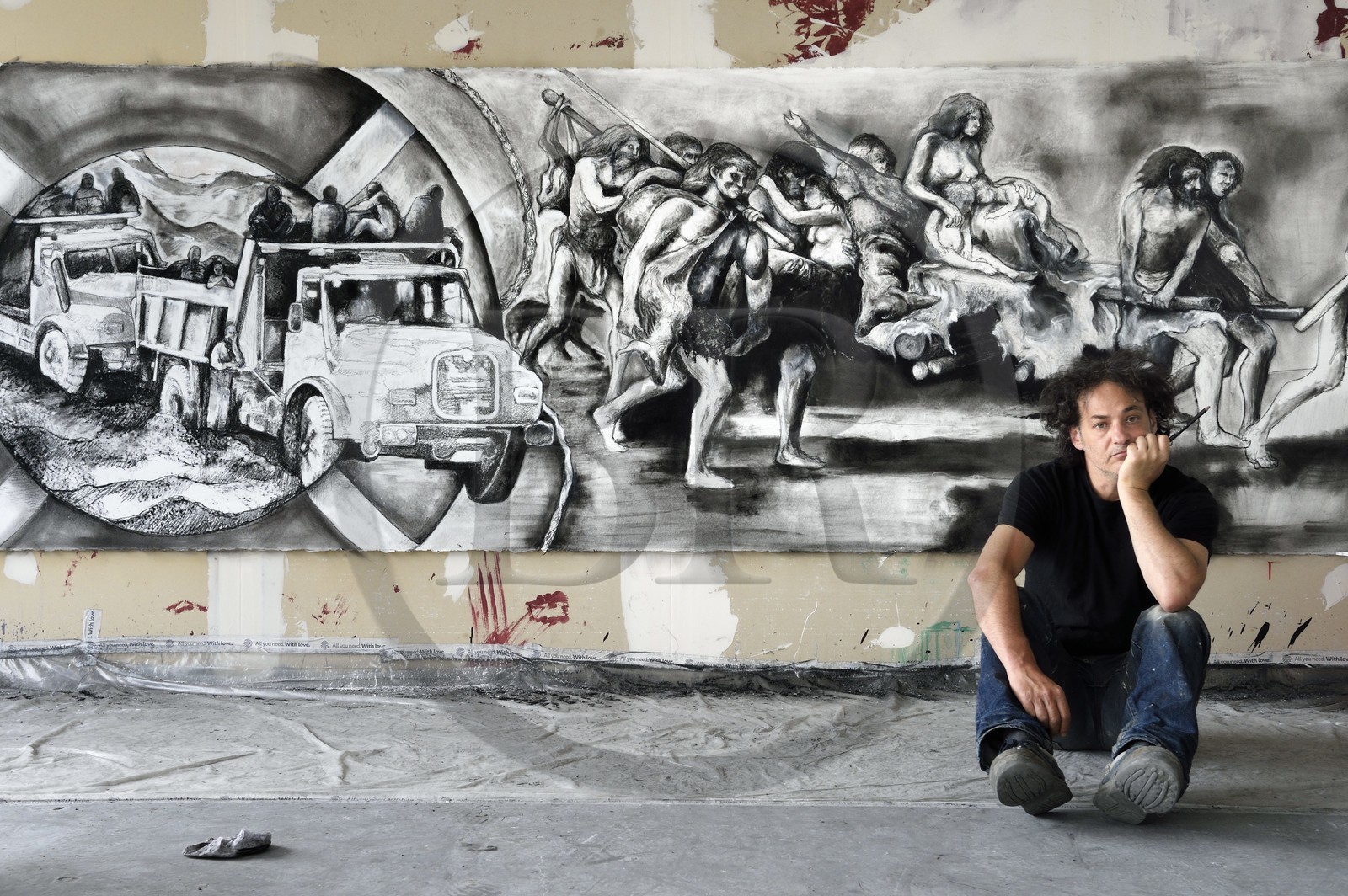 France, Val-de-Marne (94), Yvry-sur-Seine, Atelier de Fred Kleinberg, travail pour l'exposition Odyssée
