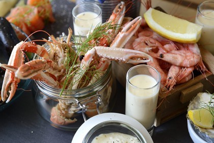 Sweden, Västra Götaland, Göteborg (Gothenburg), the Fish Church Feskekörka, Gabriel seafood restaurant from Gunnar and Johan Malm