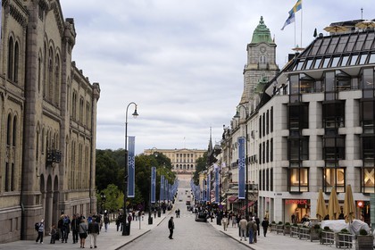 Norvège, Oslo, le Palais Royal au bout de la Karl Johans Gate