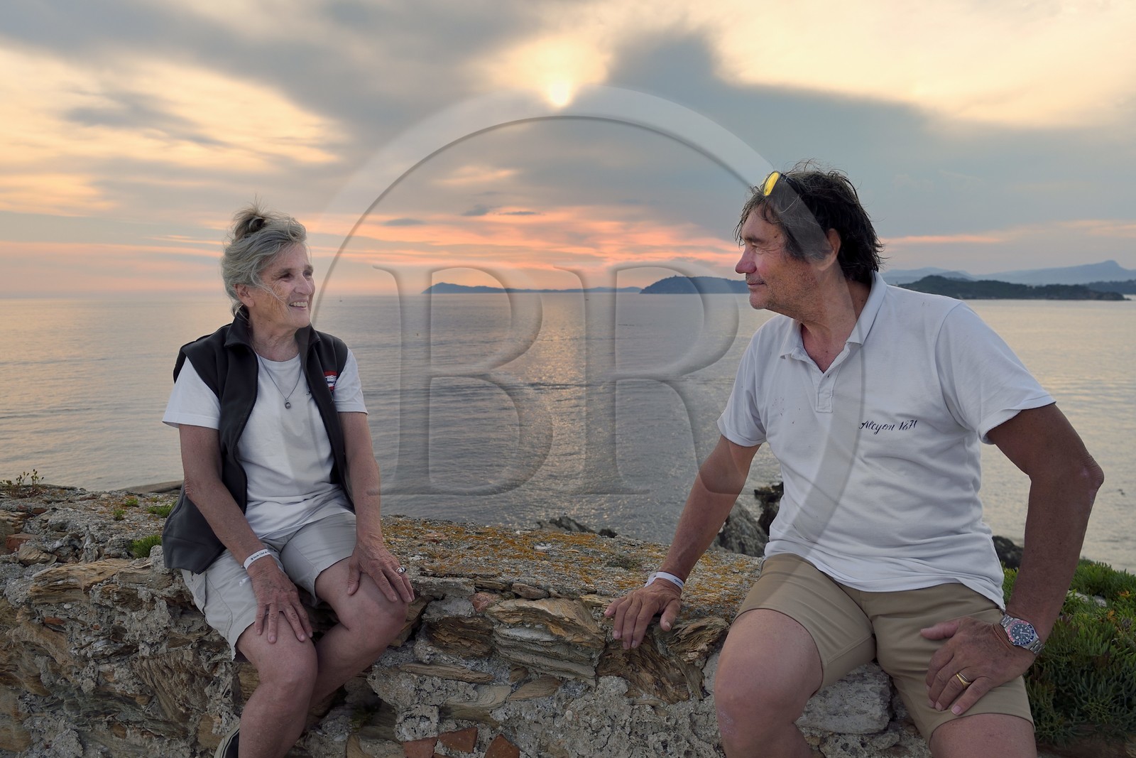 France, Var (83), Iles d'Hyères, parc national de Port Cros, Ile de Porquerolles, Edith et Marc Frilet qui réhabilitent le Fort du Petit Langoustier datant du XVIIème siècle en modèle de developpement durable
