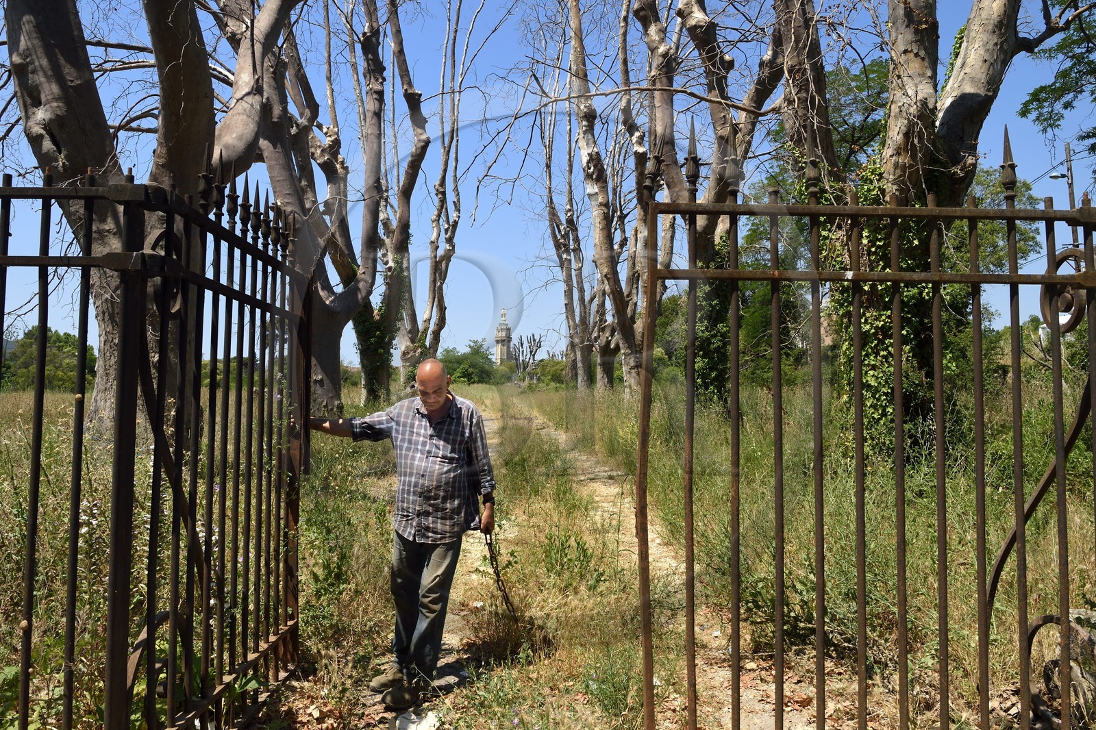France, Bouches-du-Rhône (13), Marseille, les quartiers Nord, Bastide de Tour Sainte, Tour de l'immaculée conception en arrière plan