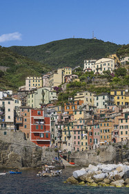 Italie, Ligurie, Cinque Terre, parc national des Cinque Terre classé Patrimoine Mondial de l'UNESCO, village de Riomaggiore