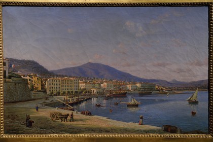 France, Corse du Sud, Ajaccio, Fesch museum (the Museum of Fine Arts), view of the port of Ajaccio in 1882 by the painter Francois Peraldi