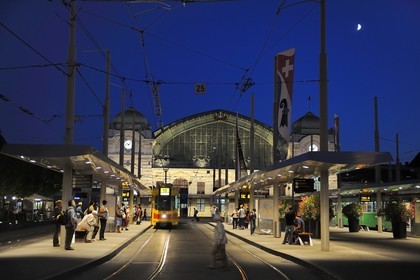 Switzerland, Basel, tram in front of the SBB rail station