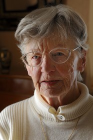 France, Manche, Cotentin, Saint Lo, Mireille Francois witnessed the bombing of 1944