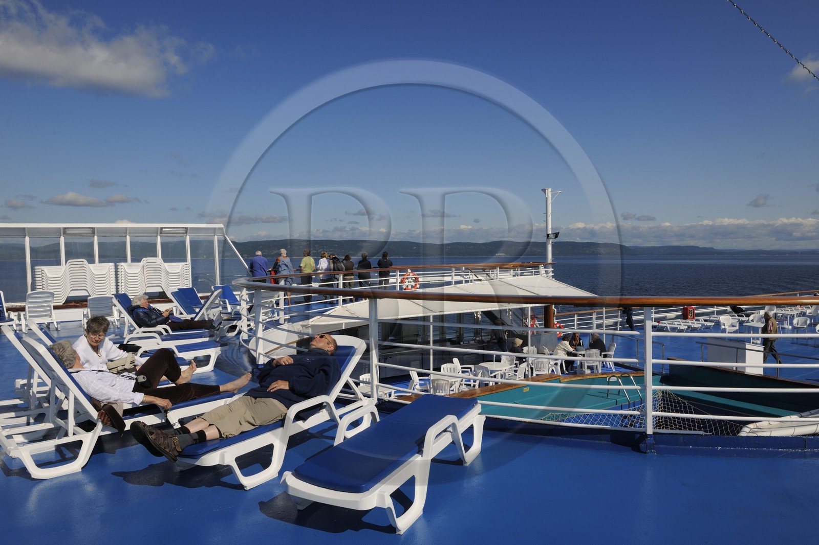 Canada, Quebec Province, Gaspesie, the upper deck of the ship Princess Danae on the Saint Lawrence River