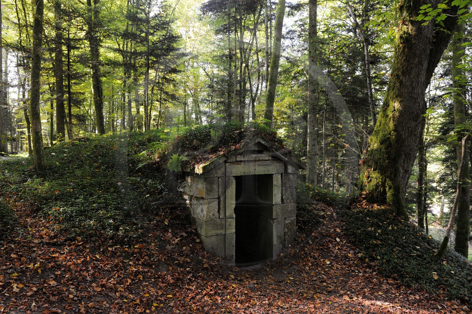 France, Vosges, Manufacture Royale de Bains les Bains (former Royal factory and workshops), ice-house in the Park