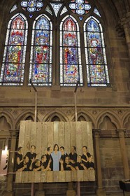 France, Bas Rhin, Strasbourg, old town listed as World Heritage by UNESCO, Notre Dame Cathedral, the Last Supper work of the painter Christoff Baron exposed in the nave