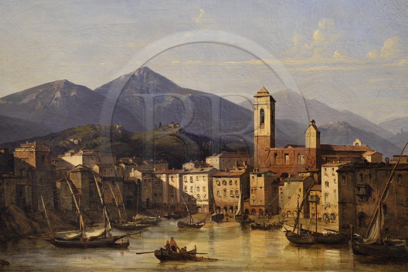 France, Haute-Corse (2B), Bastia, la Citadelle quartier de Terra-Nova, l'ancien palais des gouverneurs génois qui héberge le Musée d'Histoire de Bastia, vue du port de Bastia par Frederic Bourgeois de Mercey