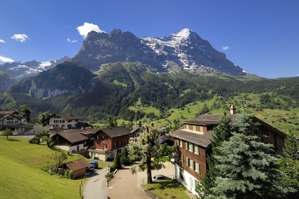 Switzerland, Canton of Bern, Bernese Oberland, Jungfrau Aletsch Bietschhorn (3 454 m) called the Top of Europe, listed as World Heritage by UNESCO, Grindelwald and Eiger Mount (3 970 m)