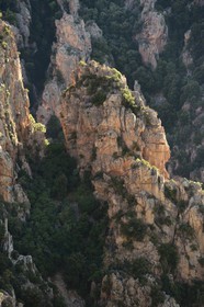 France, Corse du Sud, Golfe de Porto, listed as World Heritage by UNESCO,  the Creeks of Piana (Calanches de Piana) with pink granite rocks