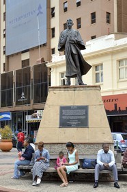 South Africa, Gauteng Province, Johannesburg, CBD (Central Business District), Gandhi Square, Mahatma Gandhi's statue as a young lawyer
