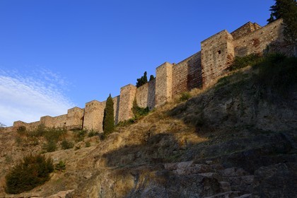 Espagne, Andalousie, Malaga, les remparts de la Alcazaba