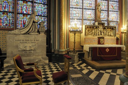 France, Paris, ile de la Cite, Notre-Dame Cathedral, chapel of the ambulatory, Mgr. Pierre de Condi's monument