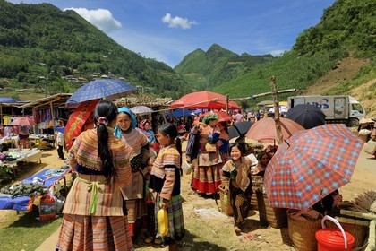Vietnam, Lao Cai province, Bac Ha district, Can Cau market, women from the Flower Hmong minority