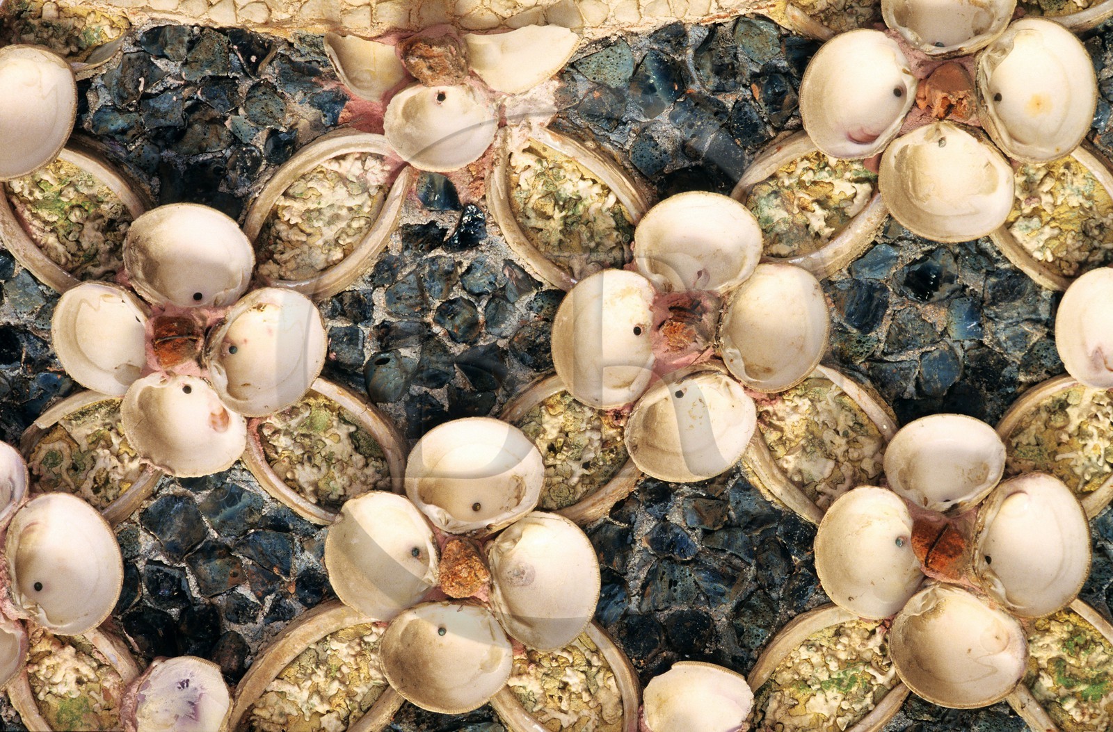 France, Yvelines (78), Rambouillet, détail d'un des rares nymphées préservé au Pavillon des Coquillages