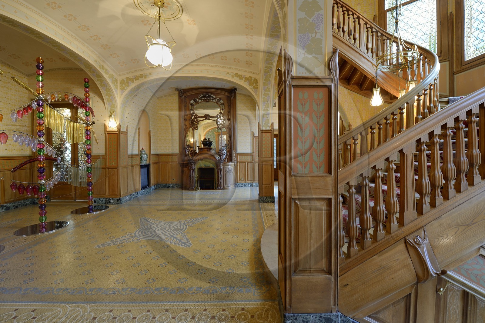France, Marne (51), Reims, la Villa Demoiselle de style Art Nouveau, la cheminée monumentale Majorelle