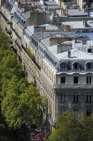 France, Paris (75), immeubles Haussmanniens de l'avenue Kleber vus du haut de l'Arc de Triomphe