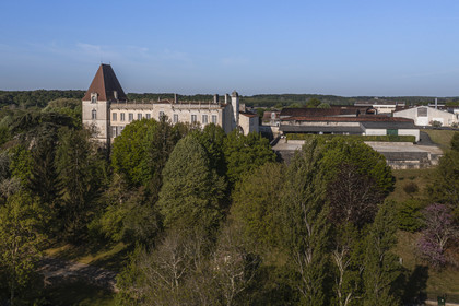 France, Charente (16), Bourg-Charente, le chateau de Bourg appartient à la famille Marnier-Lapostolle, elle y produit les liqueurs Grand Marnier (vue aérienne)