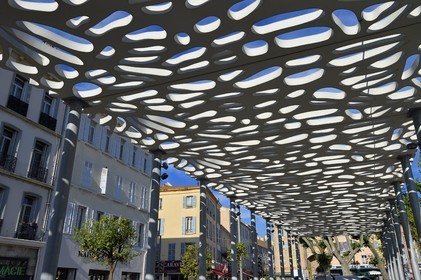 France, Var, Hyeres, requalification of Place Clemenceau by architect Rudy Ricciotti with among others shade shelters