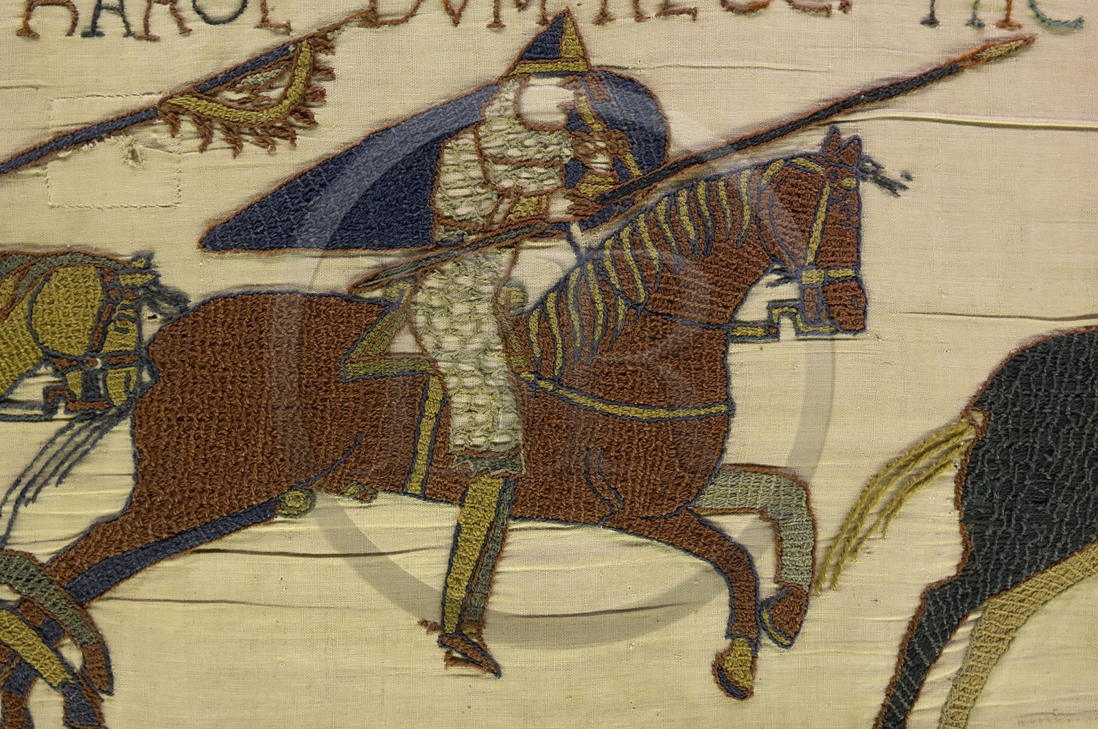 France, Calvados (14), Bayeux, musée de la tapisserie, tapisserie de Bayeux, la tapisserie dite de la Reine Mathilde classée Mémoire du monde par l'UNESCO qui raconte l'invasion de l'angleterre par Guillaume Le Conquérant