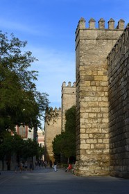Spain, Andalusia, Seville, the Alcazar of Seville (Reales Alcazares de Sevilla), listed as World Heritage by UNESCO, the ramparts