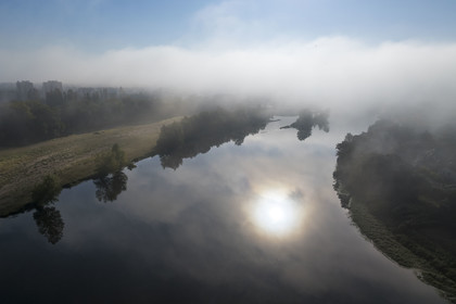 France, Nièvre, Nevers, the Loire upstream from the Pont de la Loire (aerial view)