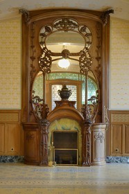 France, Marne, Reims, the Villa Demoiselle of Art Nouveau style, the monumental fireplace Majorelle